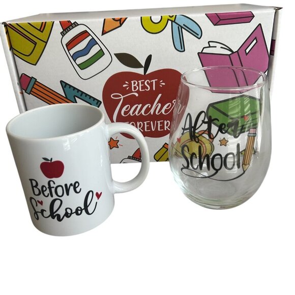 NEW Teacher Appreciation Gifts for Women  Coffee Mug Wine Glass Funny Thank You - Picture 2 of 12